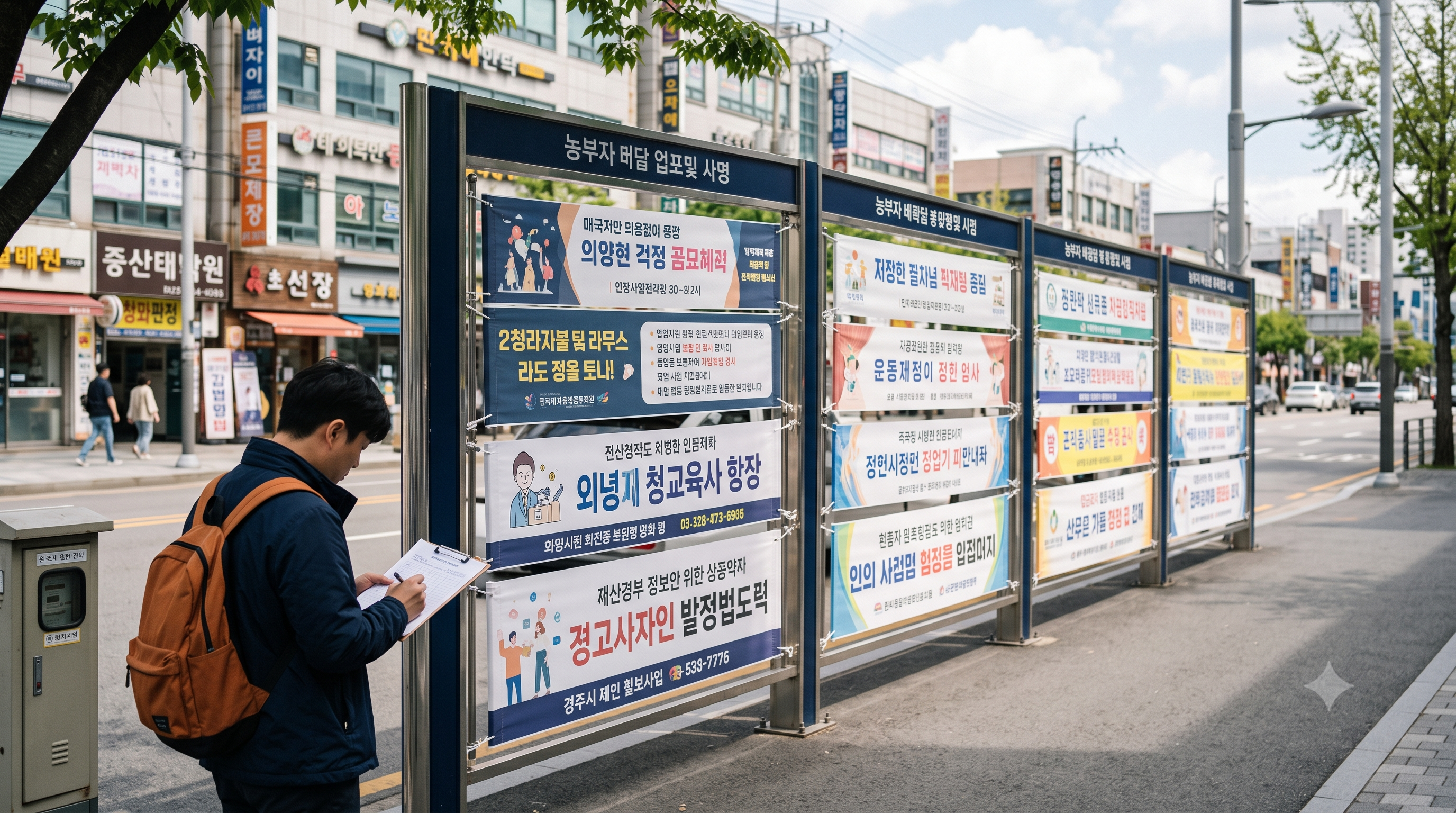 화성시 현수막 지정게시대에 규격에 맞춰 게시된 현수막